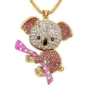 Multi Color Austrian Crystal Enameled Koala Pendant Necklace 28-30 Inches